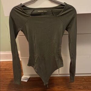 American Eagle Outfitters Olive Long Sleeve Bodysuit